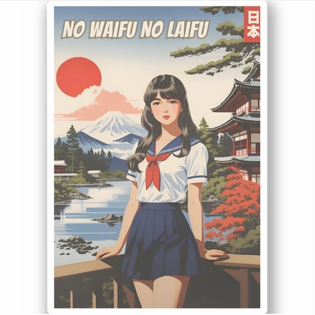Adesivo Engraçado Japão Kawaii Waifu Anime Humor (Frente)