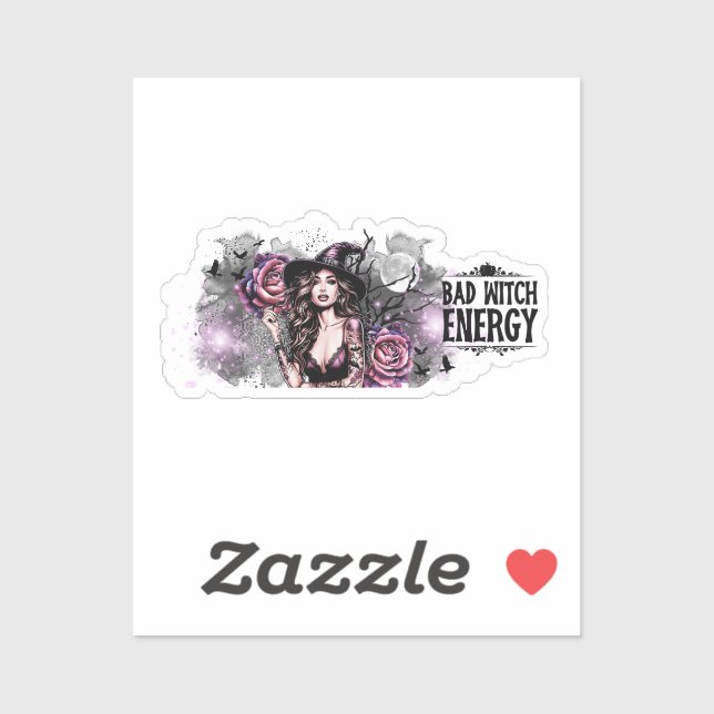 Adesivo Engraçado Má Energia das Bruxas (Folha)