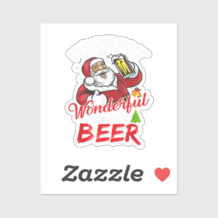 Adesivo Engraçado Natal Santa Claus Bebendo Beer Wonderfu