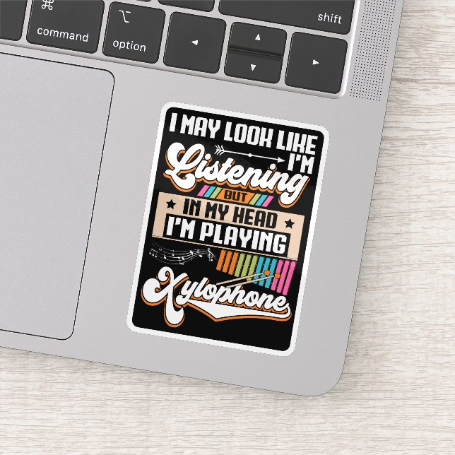 Adesivo Engraçado ouvir na minha cabeça Estou tocando Xylo (Detalhe)