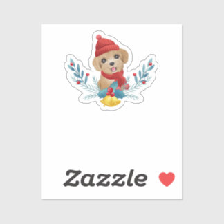 Adesivo Engraçado Papai noel de cachorro-do-carneiro prese