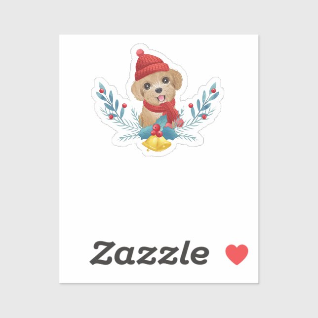 Adesivo Engraçado Papai noel de cachorro-do-carneiro prese (Folha)