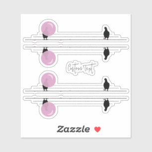 Adesivo Engraçado Pássaros Bublegum em um Fio