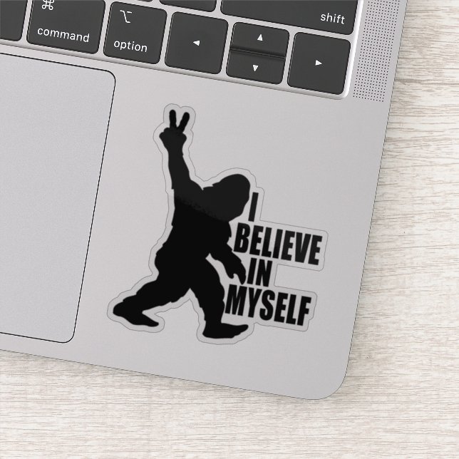 Adesivo Engraçado Pé Grande Eu Acredito em mim mesmo (Detalhe)