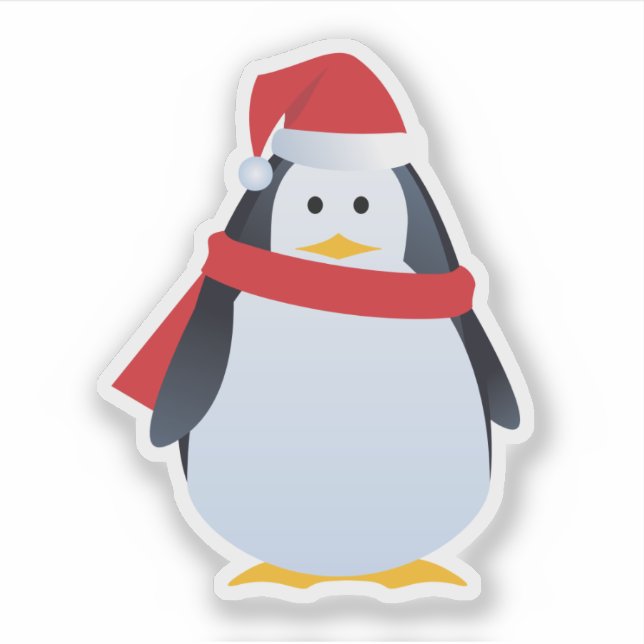 Adesivo Engraçado Pinguim de Natal (Frente)