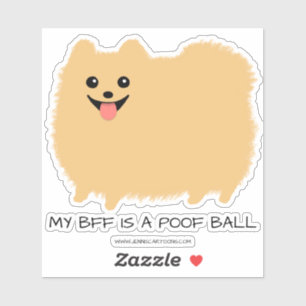 Adesivo Engraçado Poof Ball Pomeranian - Cão de Cartoons B