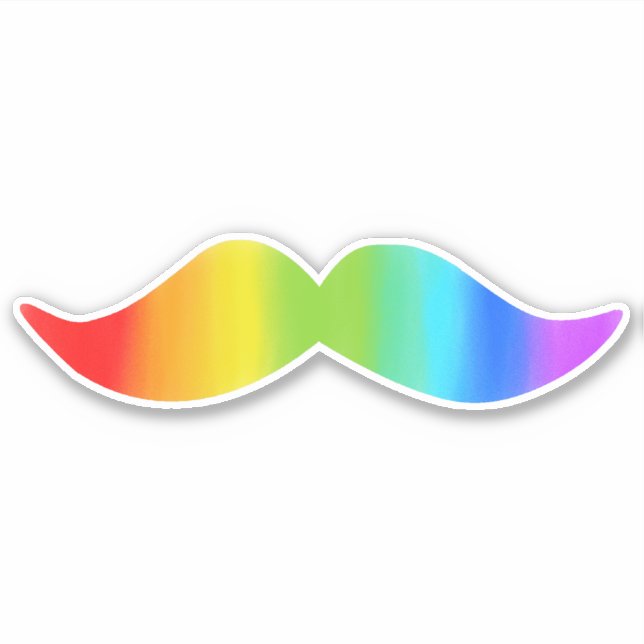 Adesivo Engraçado Rainbow Mustache (Frente)