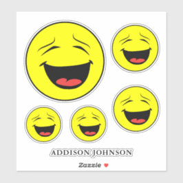 Adesivo Engraçado Rindo Emoji Yellow Faces Add Name 8"