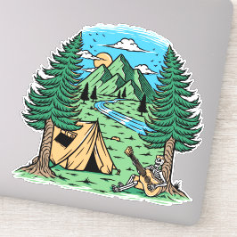 Adesivo Engraçado Skeleton tocando violão