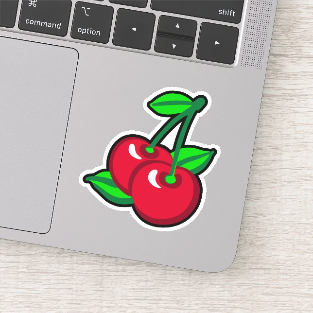 Adesivo Engraçado Vermelho Verde Cerejas Negras Fruta Arte (Detalhe)