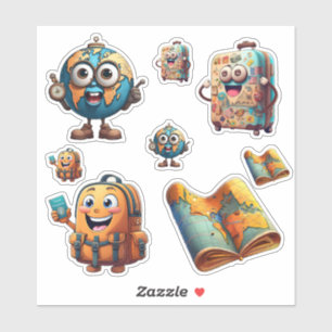 Adesivo Engraçado Viagem Sticker Set - Quirky Globe