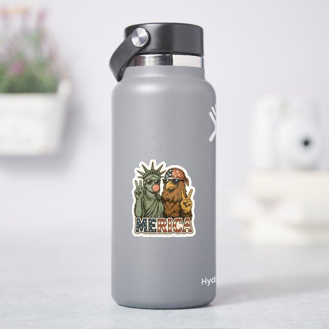 Adesivo Engraçado Vinheta Patriótica dos EUA - Estátua da  (HidroFlask)