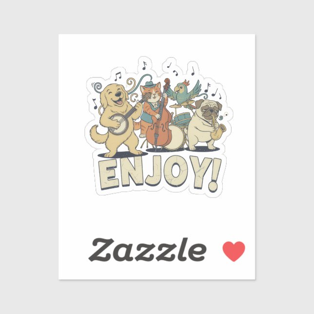 Adesivo “Enjoy – Cute Pets Playing Musical Instruments (Folha)