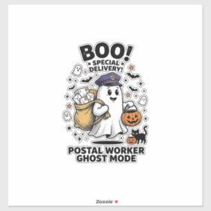 Adesivo Entrega de Halloween no Modo Fantasma do Trabalhad