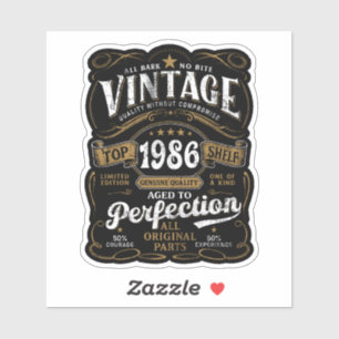 Adesivo Envelhecido à Perfeição Vintage 1986 Aniversário 4