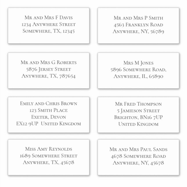 Adesivo Envio de Nome e Endereço de Convidado Individual E (Frente)