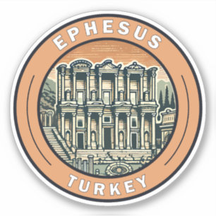 Adesivo Ephesus Turkey Illustration Viagem Art Crachá