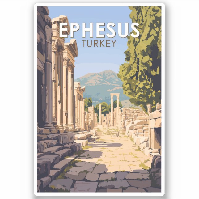 Adesivo Ephesus Turkey Viagem Art Vintage (Frente)