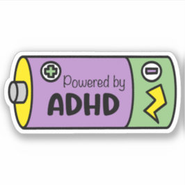 Adesivo Equipado com ADHD | Bateria roxa e verde