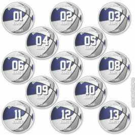 Adesivo equipe da cinza azul cola 13 jogadores de basquete