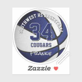 Adesivo equipe de basquetebol cores crianças nome azul bra