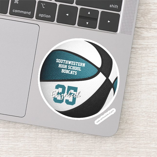 Adesivo Equipe de basquetebol preto em Teal colore present (Detalhe)