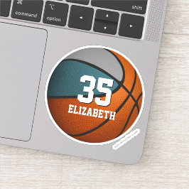 Adesivo equipe de cinzas colorida bola de basquetebol