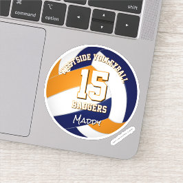 Adesivo equipe de laranja azul colorido de voleibol