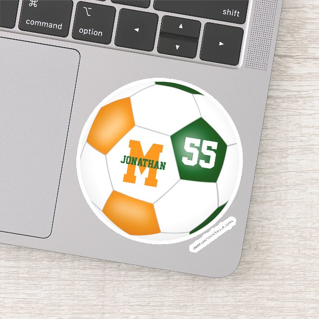 Adesivo equipe de laranja verde cores futebol masculino (Detalhe)