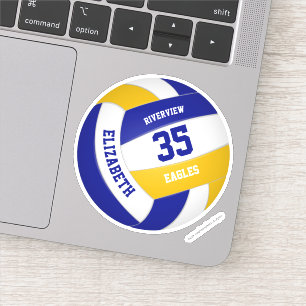 Adesivo equipe de ouro azul colorido voleibol feminino