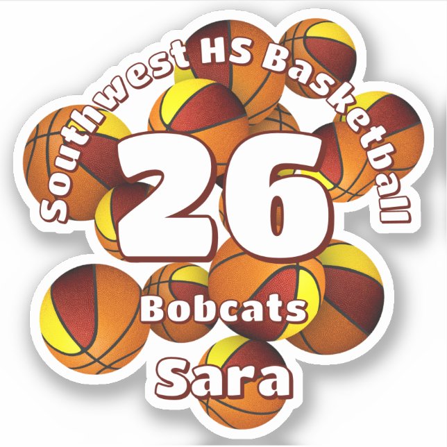 Adesivo equipe de ouro de maroon cores basketball nome da  (Frente)