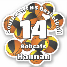 Adesivo equipe de ouro negro colorido basketbolas nome da