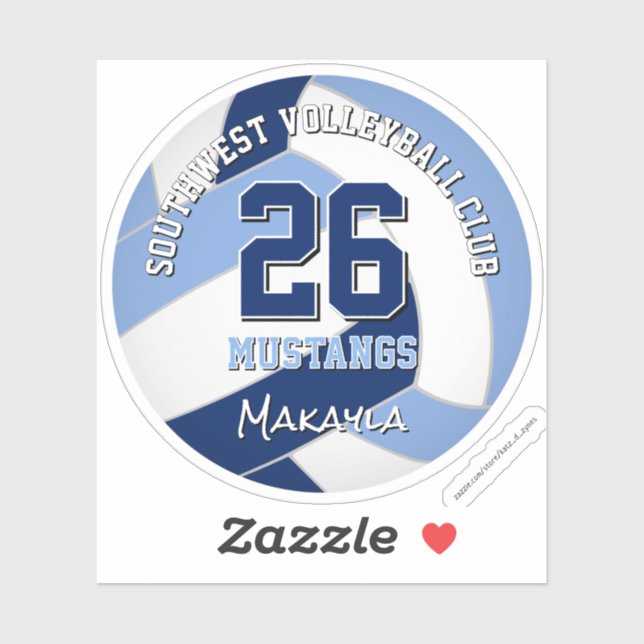 Adesivo equipe de vôlei cores crianças azul-marinho (Folha)