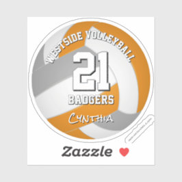 Adesivo equipe esportiva de cinza laranja colorido de vole