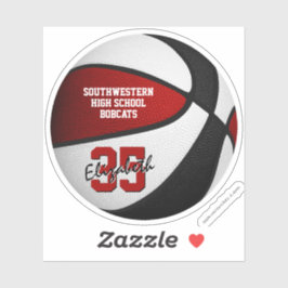 Adesivo Equipe negra de basquetebol vermelha cores meninas