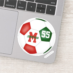 Adesivo Equipe verde vermelha cores futebol masculino