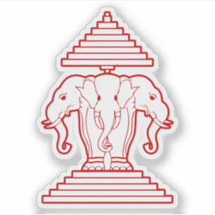Adesivo Erawan Three Headed Elephant Lao / Laos Flag