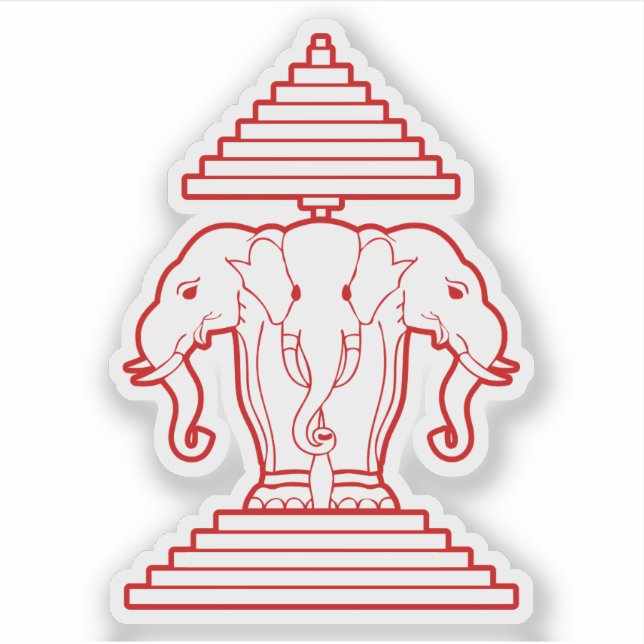 Adesivo Erawan Three Headed Elephant Lao / Laos Flag (Frente)