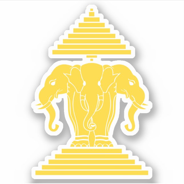 Adesivo Erawan Yellow 3 Elephant Lao / Laos Flag (Frente)