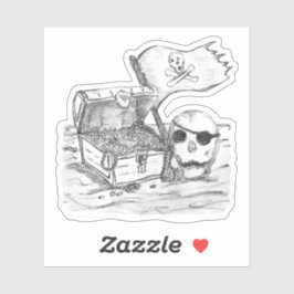 Adesivo Esboço da Cena do Tesouro Pirata