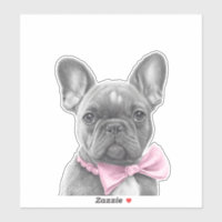 Esboço de lápis bonito Buldogue francês com arco r