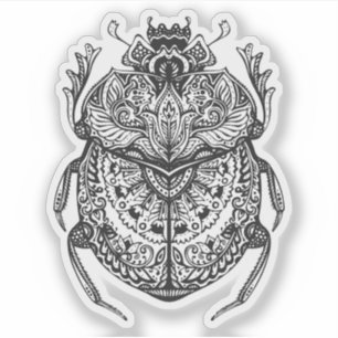 Adesivo Escaravelho egípcio da Nova Era, mão branca e pret