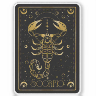 Adesivo Escorpião Astrológico Preto e Dourado Zodiac Scorp