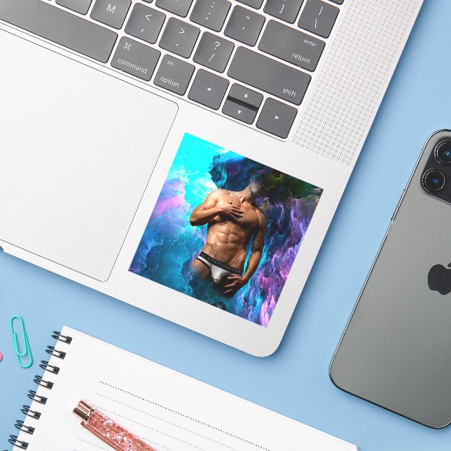 Adesivo EscorregadioJoe muscular roupa interior vibrante (Notebook com iPhone)