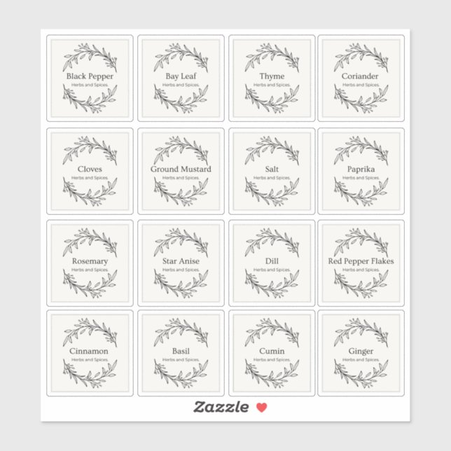 Adesivo Escrita de Especiarias de Plantas Culinárias da Co (Folha)