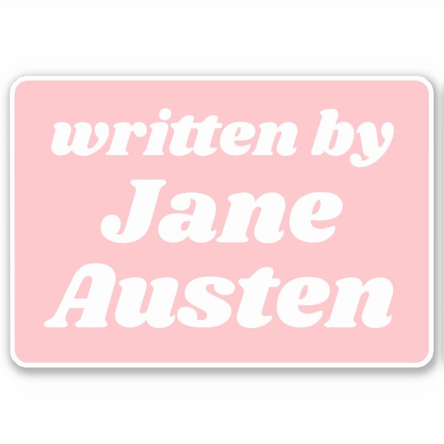Adesivo Escrito por Jane Austen Cute Pastel White (Frente)