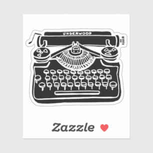 Adesivo Escritor de máquina de escrever Underwood antigo e