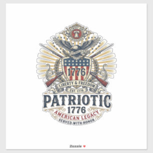 Adesivo Escudo de Batalha Patriótico 1776 Símbolo Inspirad