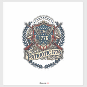 Adesivo Escudo de Batalha Patriótico 1776 Símbolo Inspirad