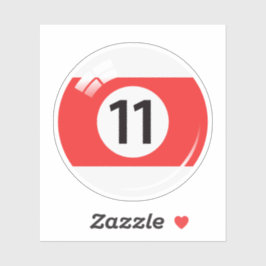 Adesivo esfera de piscina/bilhar número onze (11) vermelha